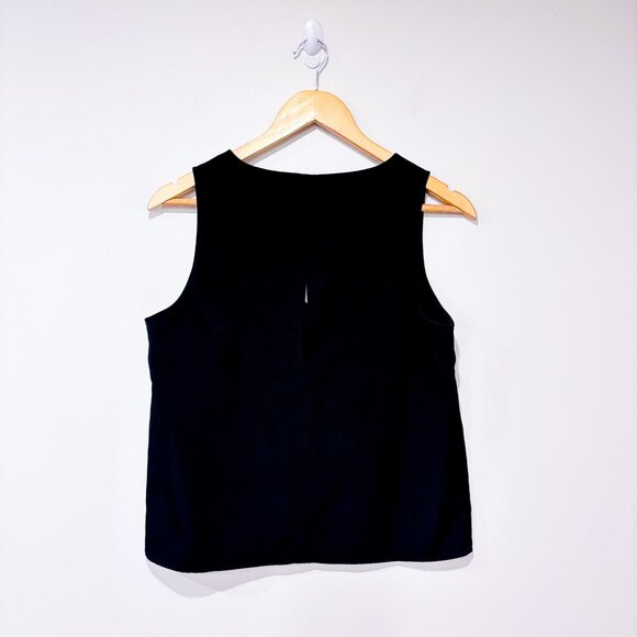 SIMONS – Black V-Neck Sleeveless Blouse | Minimalist Chic Tank | Small * - Picture 2 of 6
